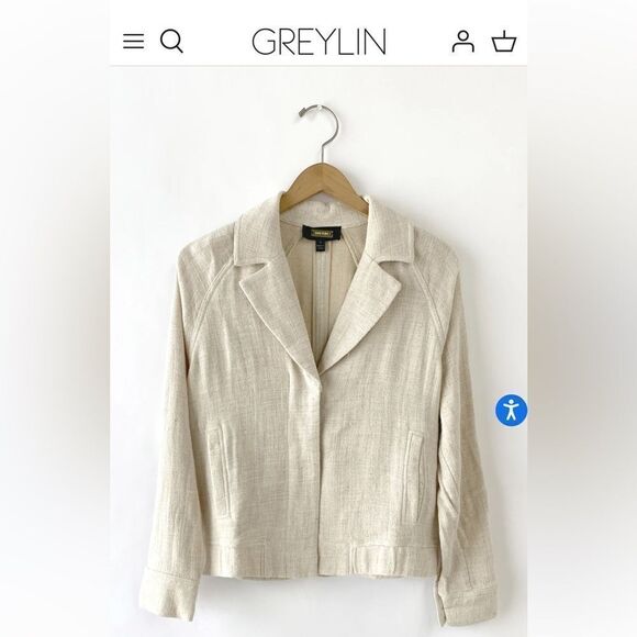 NWT Greylin Roca Relaxed Oatmeal Linen Jacket Size Small - Picture 1 of 12